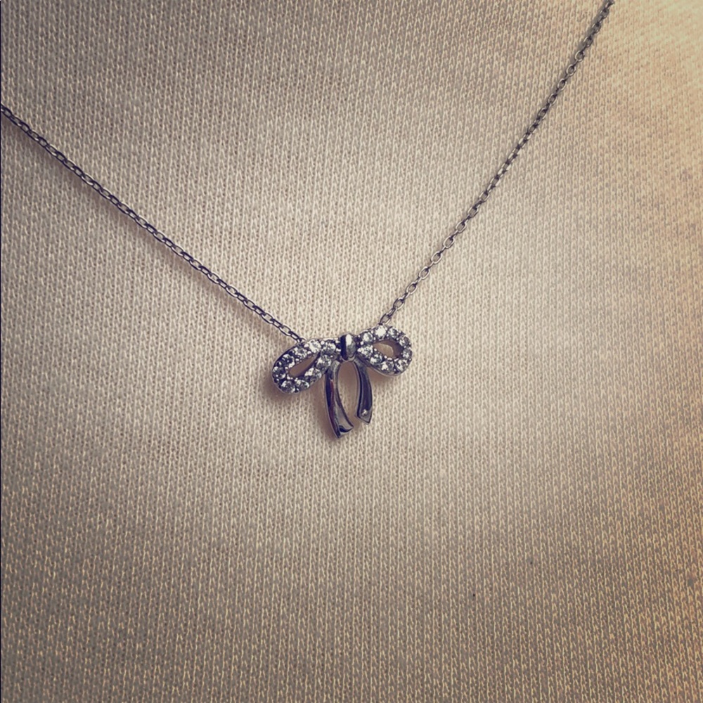 925 silver dainty bow necklace